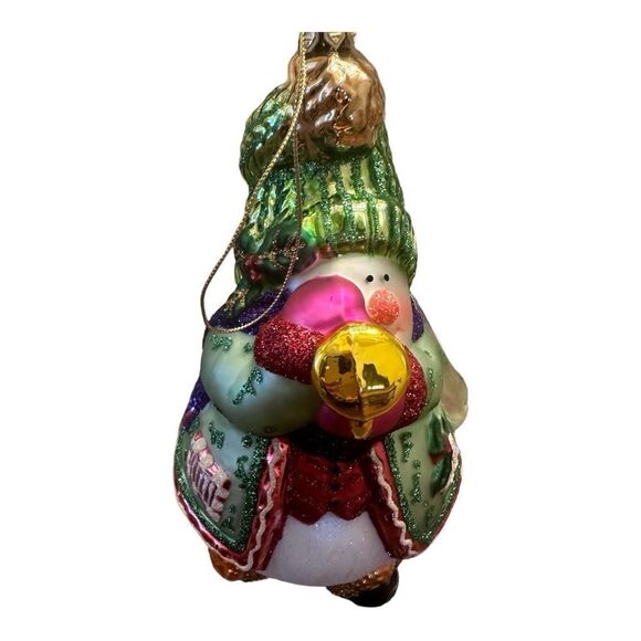 FITZ & FLOYD Glass Christmas Ornament Holiday Snowman w horn w/ Box - Picture 1 of 13